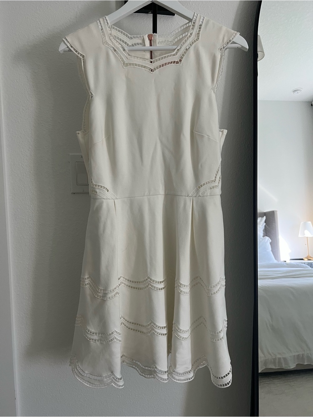 Ted Baker Cream Lace-Detail Fit & Flare Dress